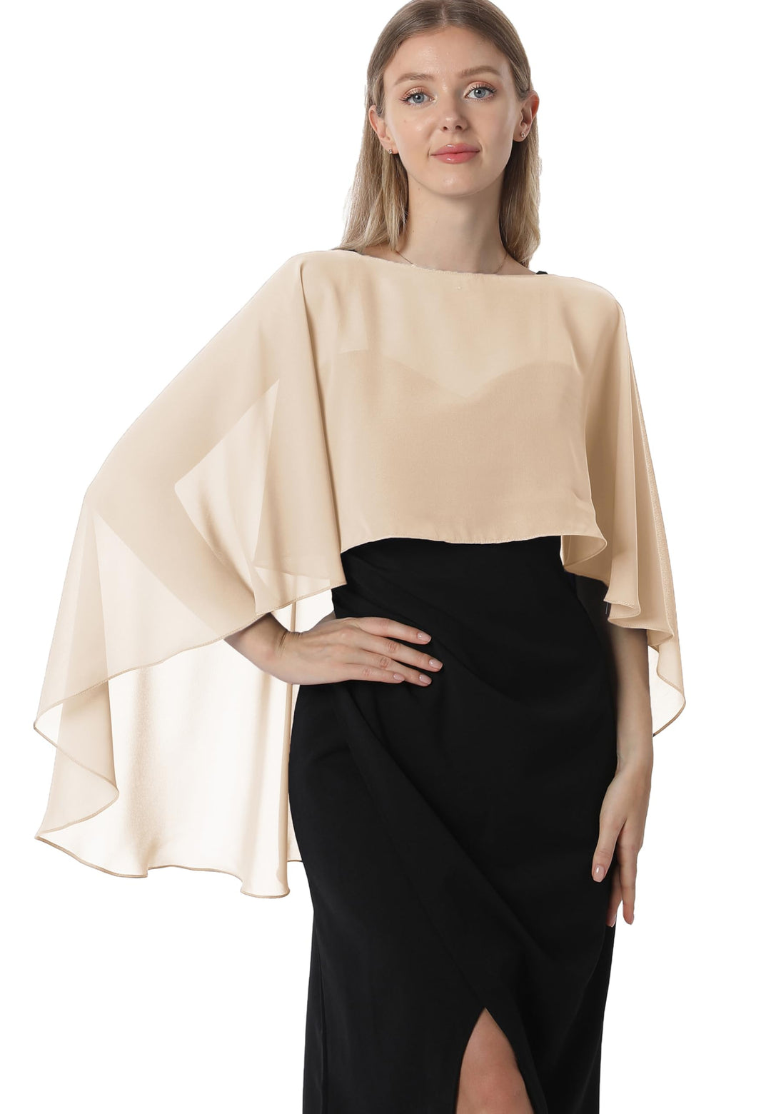 Damen Chiffon-umhang001 Pashmina-Schal Einheitsgrösse Champagner, Einheitsgrösse Champagner