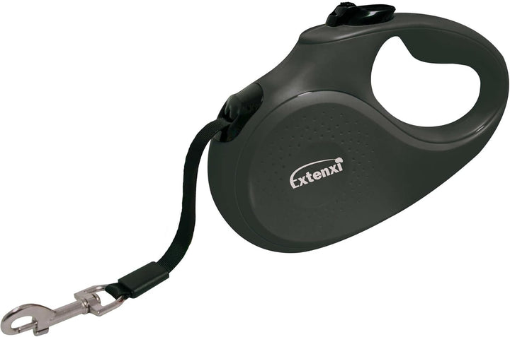 ICA Hundeleine, einziehbar, bis 12 kg, Länge 3 m, ergonomischer und sicherer Griff (Schwarz, XS) Sch