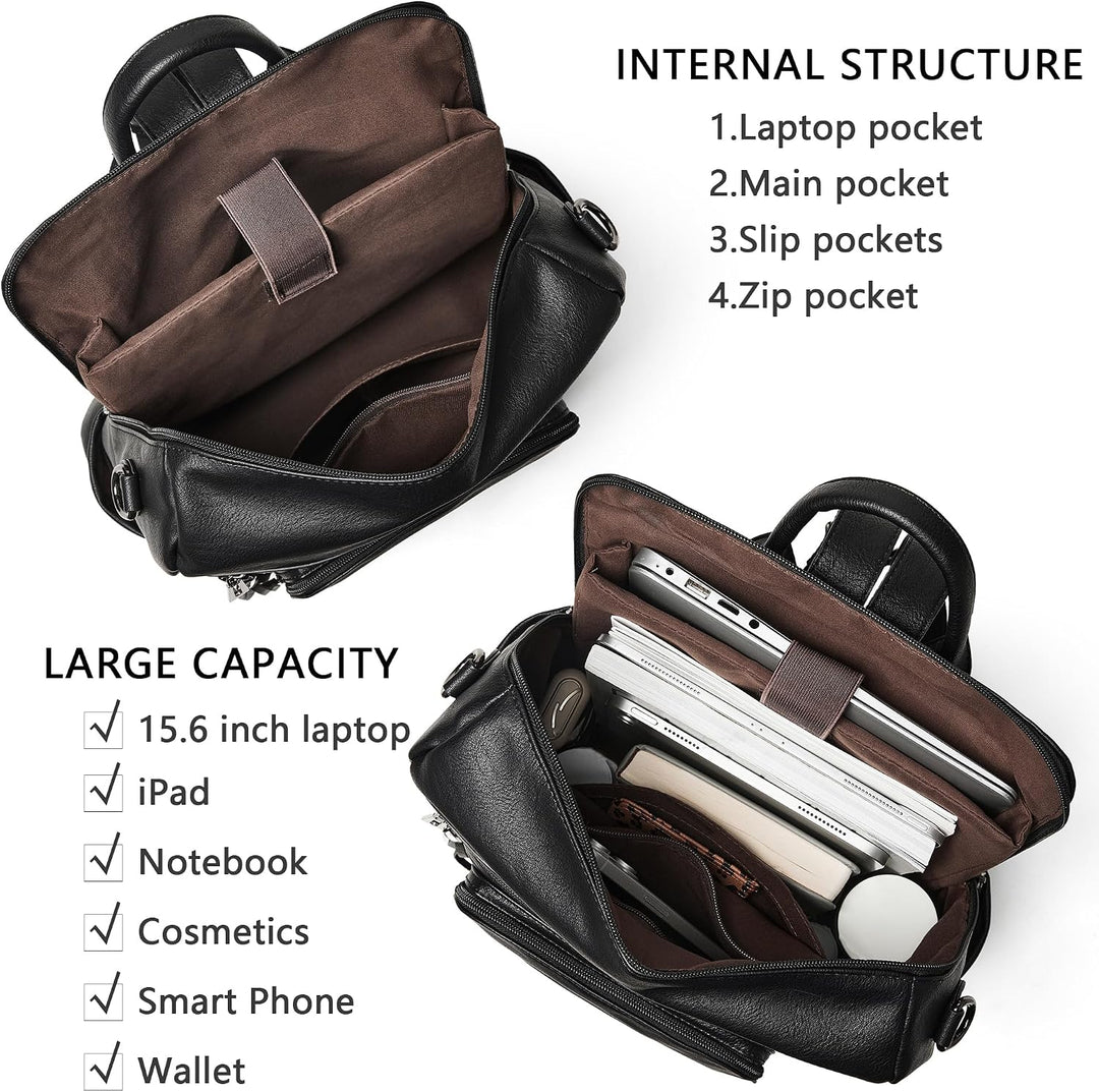 Shrrie rucksack damen elegant geeignet für 15,6Zoll-Notebooks Langlebig wasserdicht Damen aus Leder