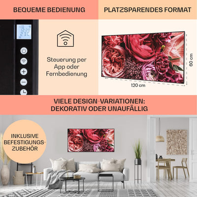 Klarstein Air Art Smart Infrarotheizung, Infrarot Heizung mit IoT/WiFi App-Steuerung, Erkennung Offe