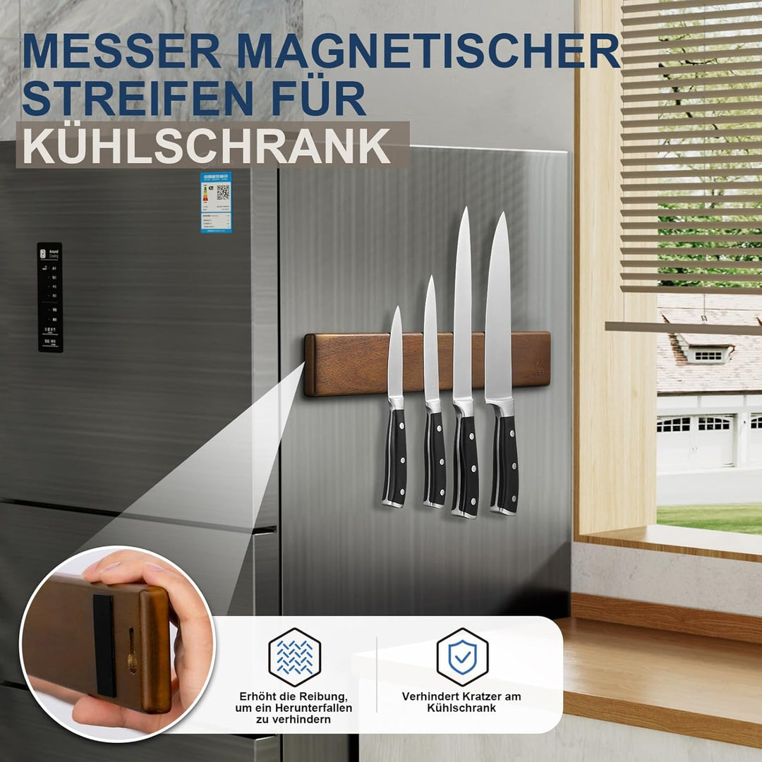ENOKING Magnetleiste Messer 40 cm, Messerblock Magnetisch ohne Messer, Magnet Messerhalter aus Akazi