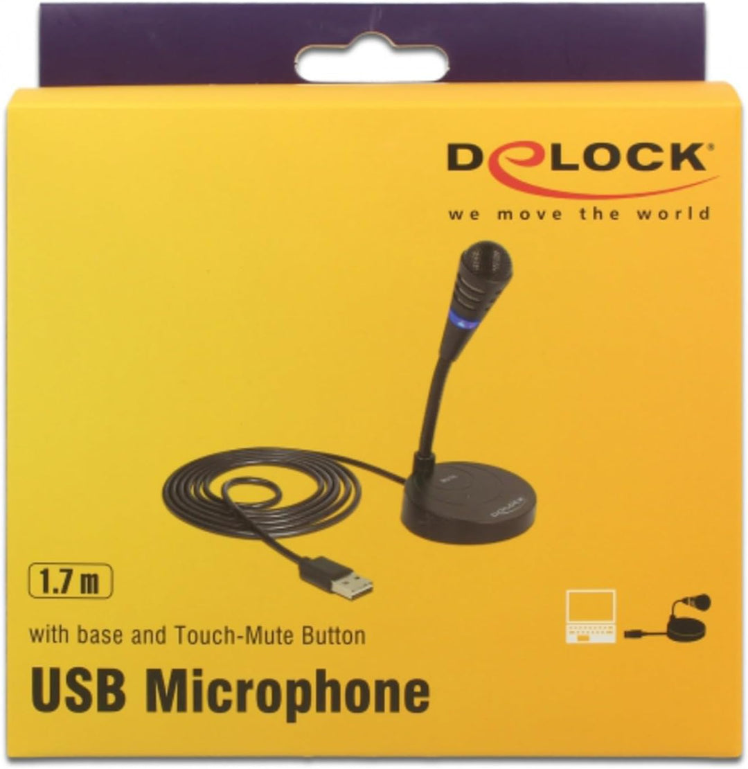 Delock USB Mikrofon mit Schwanenhals für Notebook und Computer, Plug&Play, ideal für Gaming, Podcast