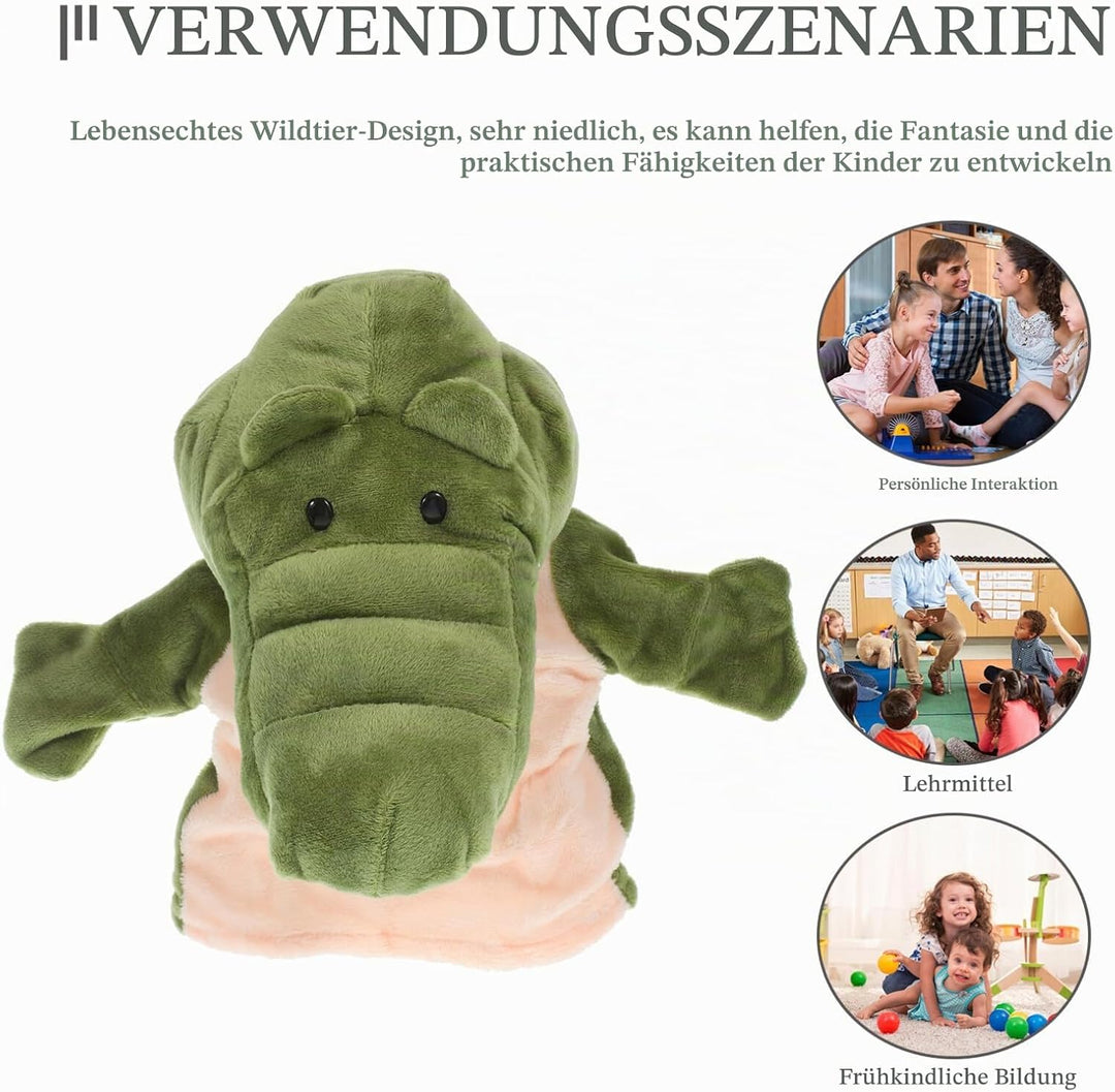 TOYANDONA Handpuppen Krokodil Plüschtier Zoo Alligatorpuppen Weiche Plüschhandpuppen Zum Geschichten