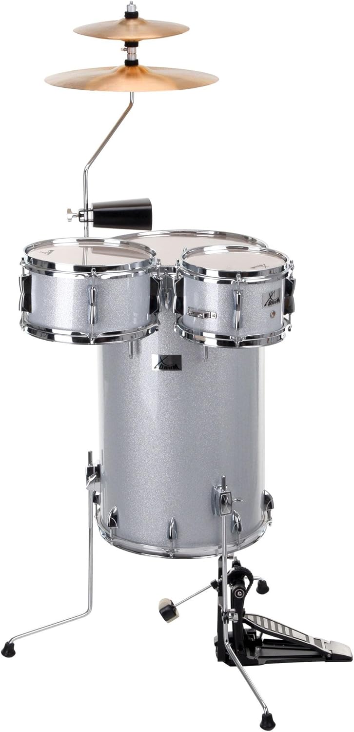 XDrum Club Drumset Cocktail Schlagzeug (inkl. Becken, Cowbell, Drumsticks und Stimmschlüssel) Silver