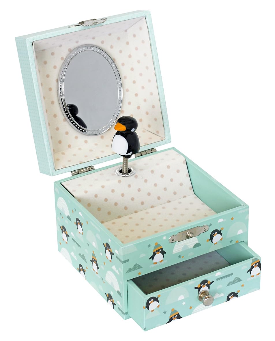 Trousselier - Pinguin - Schatzkiste & Musikschmuckdose - Spieluhr - Ideales Kindergeschenk - Phospho