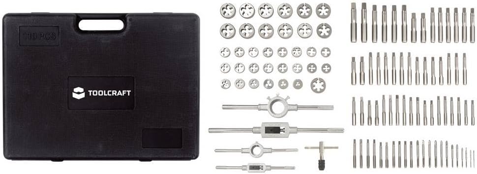 TOOLCRAFT TO-9913164 gehärteter legierter Stahl, Wolframstahl Gewindebohrer- und Schneideisensatz DI