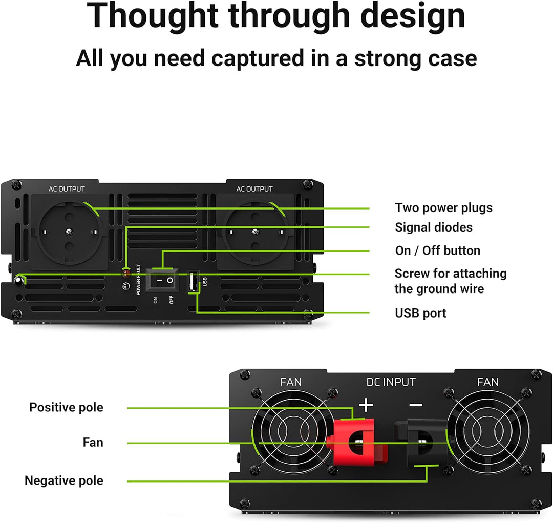 Green Cell® 2000W/4000W 24V auf 230V Reiner Sinus Volt kfz Spannungswandler Wechselrichter Konverter