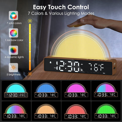 APUZOM Lichtwecker Wake Up Light, Lauter Wecker für Tiefschläfer, digital Tischuhr Nachtlicht mit Ha