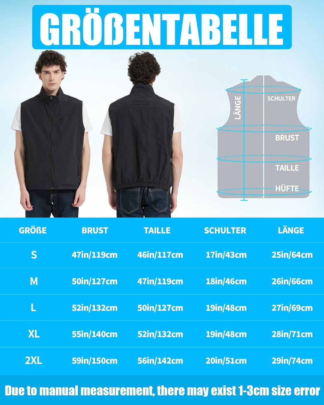 Lvkakmox Kühlweste für Herren und Damen mit 24 Eispacks, 6 Kühlzonen - Arbeitsweste, Sport Ice Cooli