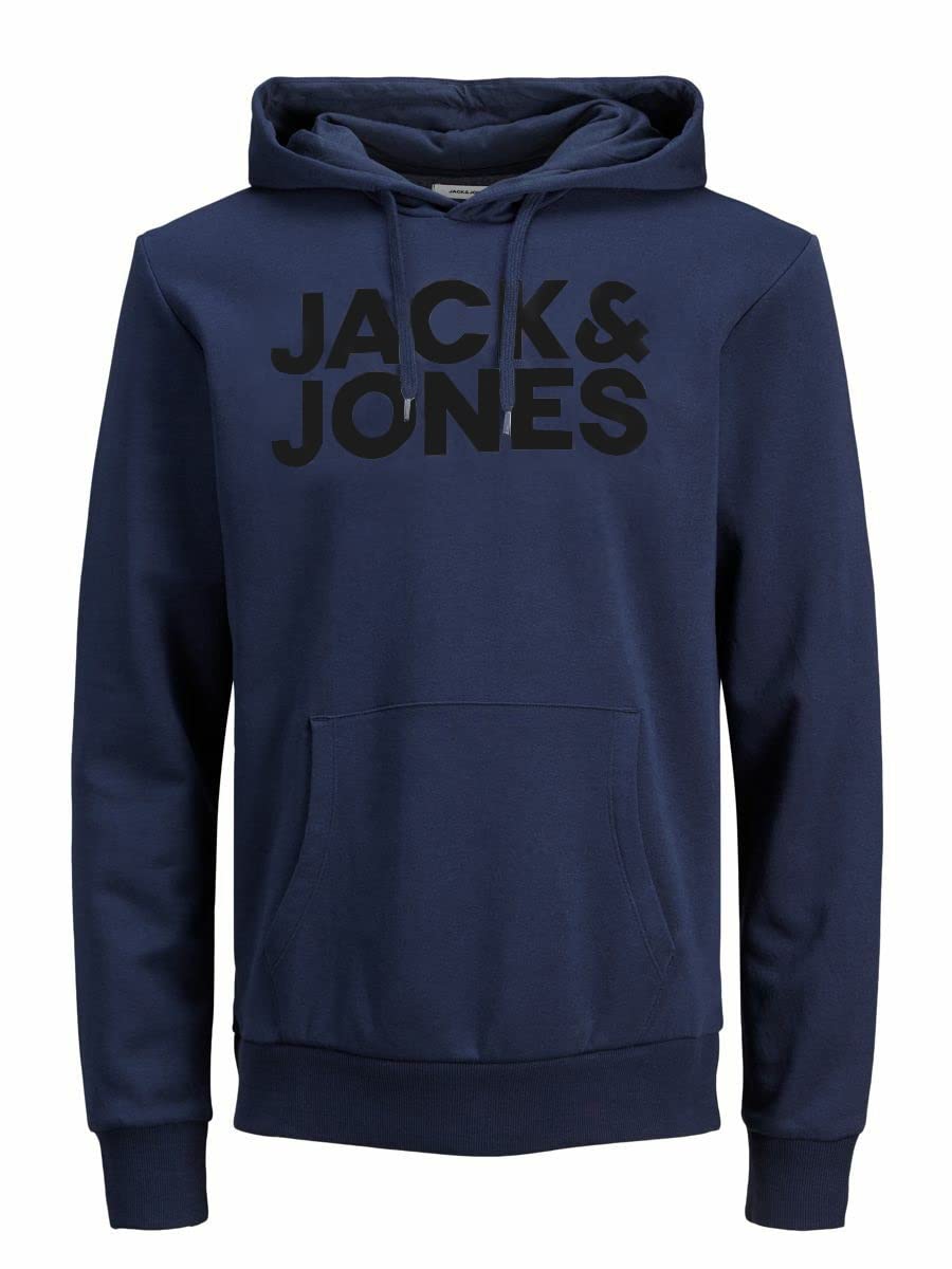 JACK & JONES Herren Jjecorp Logo Sweat Hood Noos Kapuzenpullover XS Navy Blazer/Print Black, XS Navy