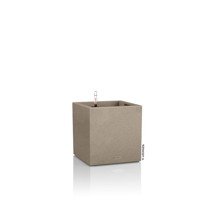 Lechuza CANTO Stone low 40, sandbeige, Hochwertiger Kunststoff, Inkl. Bewässerungssystem, Herausnehm