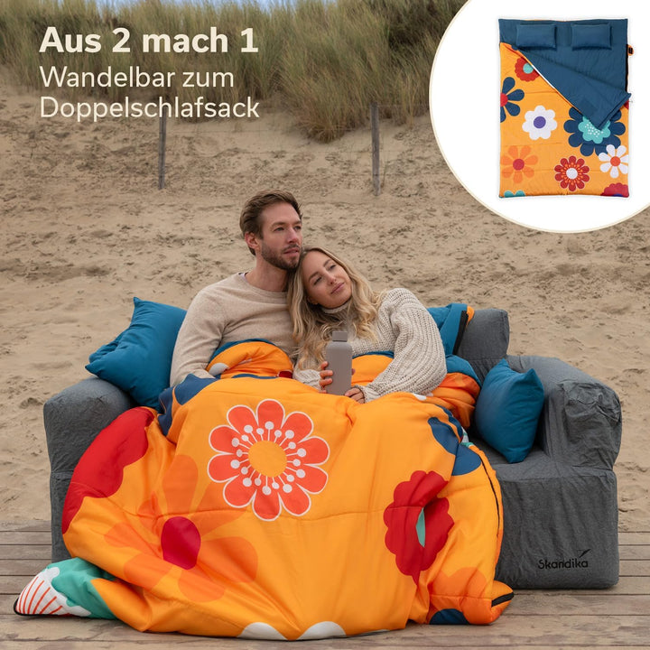 Skandika Deckenschlafsack Sovro | Schlafsack Outdoor für Erwachsene, 3 Jahreszeiten, als Doppelschla