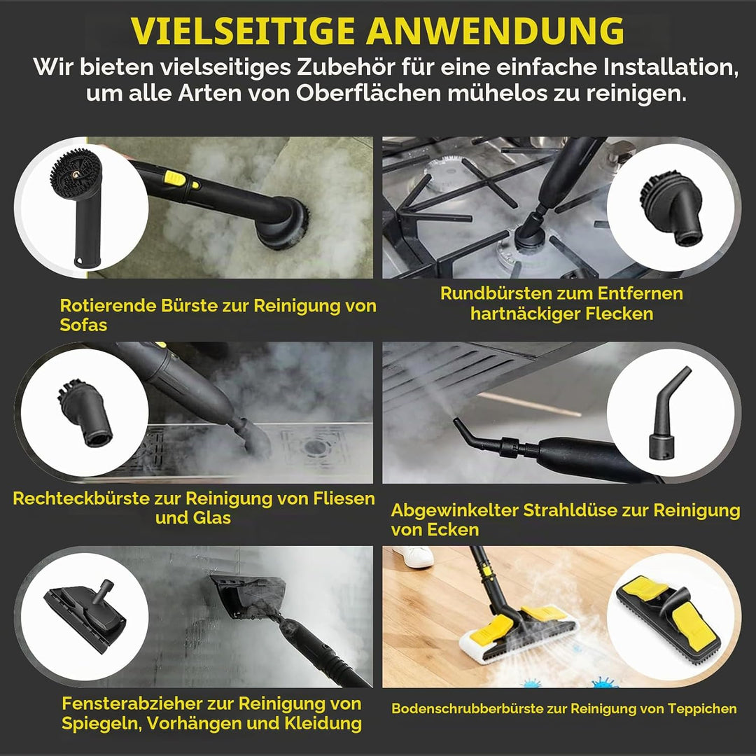 Dampfreiniger 2000W, Dampfdruck 5 Bar, Mehrzweck Dampfreiniger, Dampfreiniger Handgerät, Flächenleis