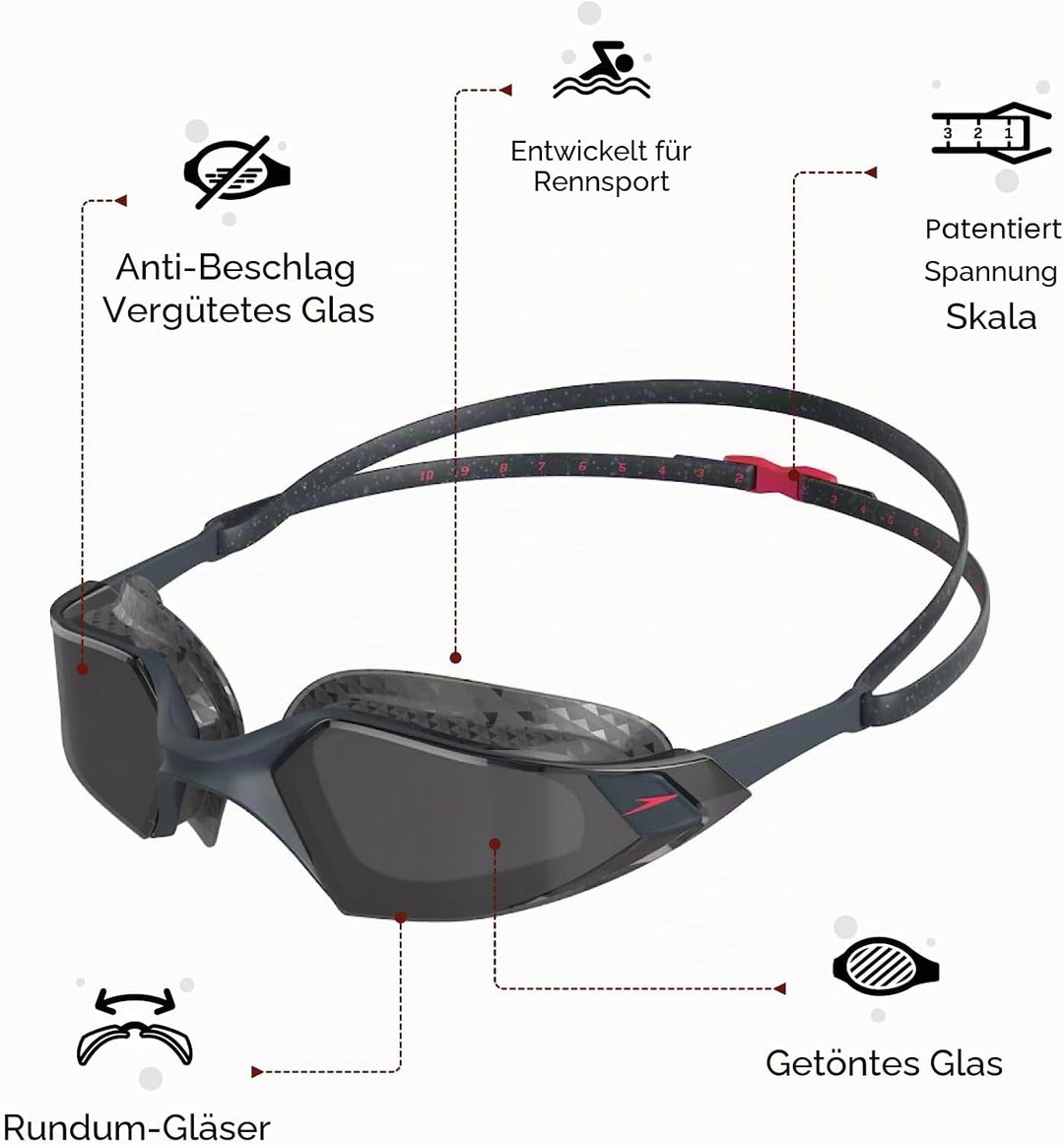 Speedo Unisex Aquapulse Pro Swimming Goggles | Anti-Fog | Anti-Mist | Anti-Leak, White/Clear/Purple
