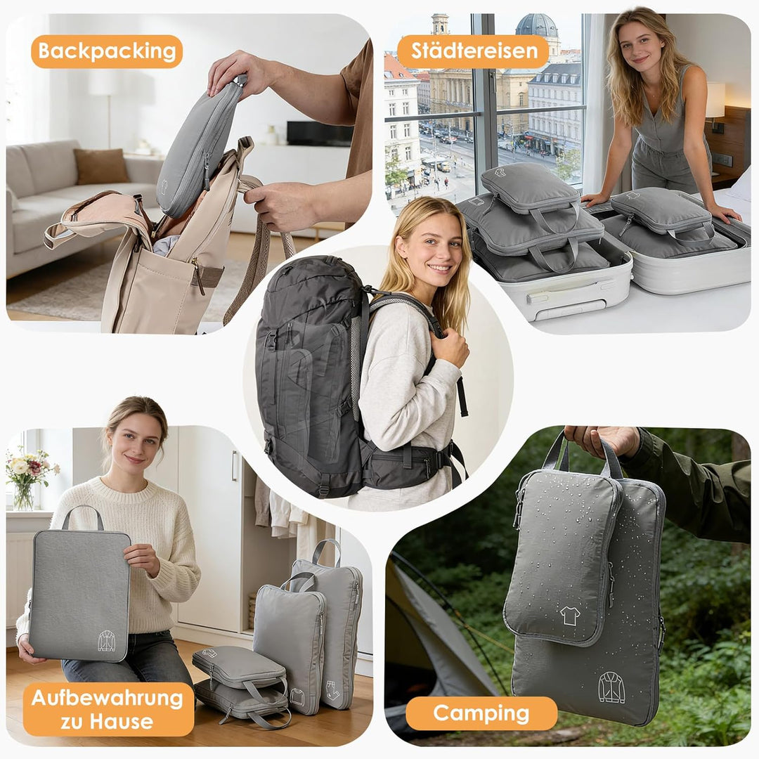Koffer Organizer Packing Cubes Compression für Koffer und Rucksack, Nylon Packwürfel Organizer Set,T