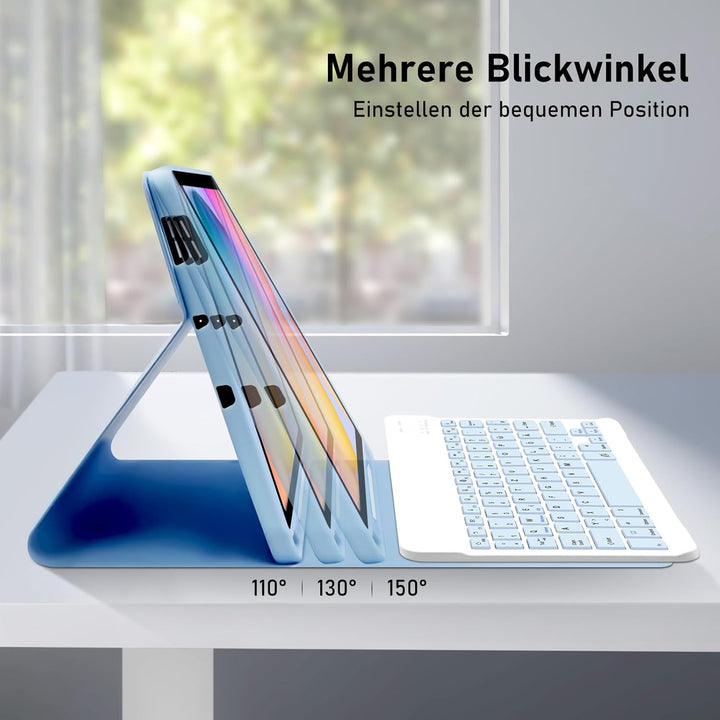 Hülle mit Tastatur für Samsung Galaxy Tab S6 Lite 2024/2022/2020, Schutzhülle mit Pencil Halter Wire