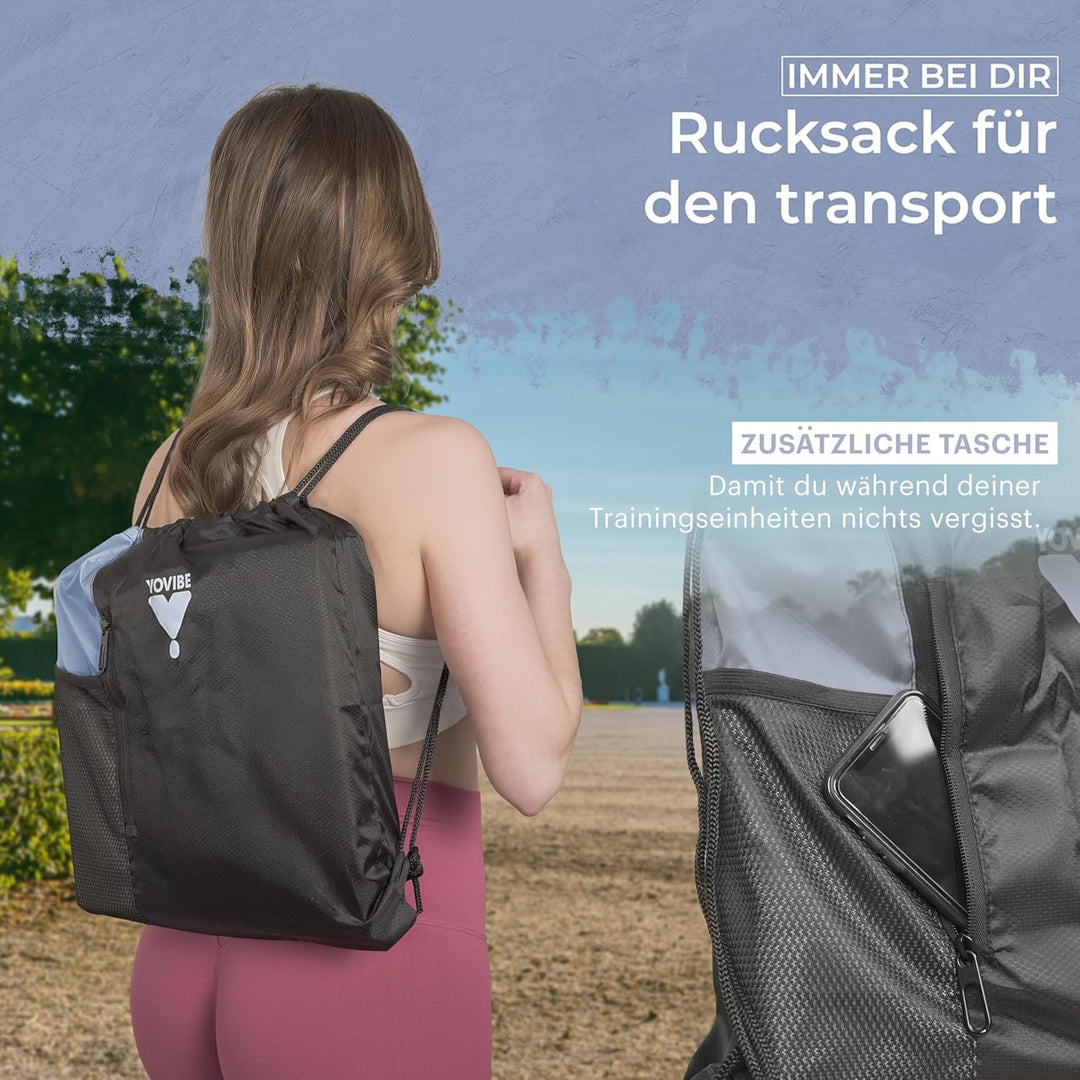 YoVibe® Yoga Matte 183x60x0,6 cm gross– Yogamatte rutschfest, extra dick, aus TPE mit Tasche & Handt
