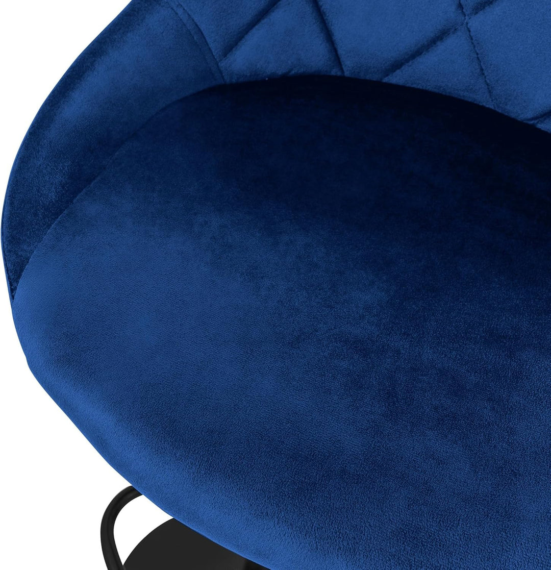 ML-Design Barhocker 2er Set, Bezug aus Samt, Blau, Gepolsterter Barstuhl mit Rückenlehne und Fussstü
