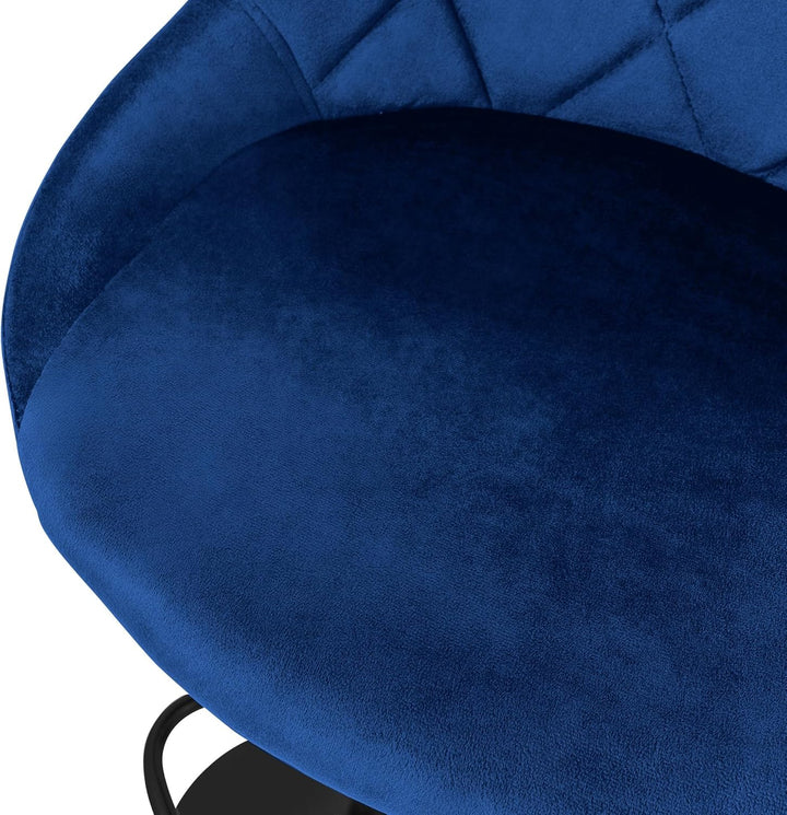 ML-Design Barhocker 2er Set, Bezug aus Samt, Blau, Gepolsterter Barstuhl mit Rückenlehne und Fussstü
