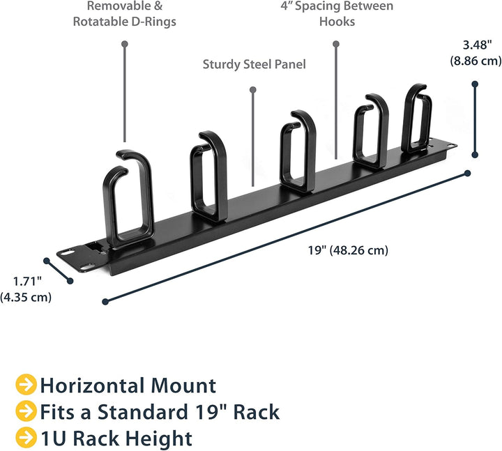 StarTech.com 1HE 19" Metall Kabelführung zur Rack-Montage 1U D-Ringhaken, 1U D-Ringhaken