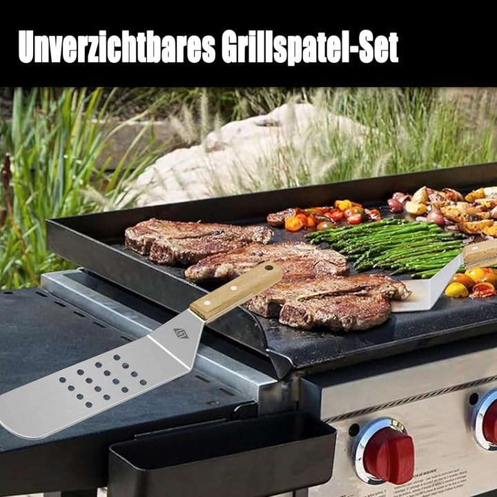 Plancha Spachtel, Plancha Grillspachtel Set, Grillbesteck-Set aus Edelstahl，Plancha Zubehör für Pla