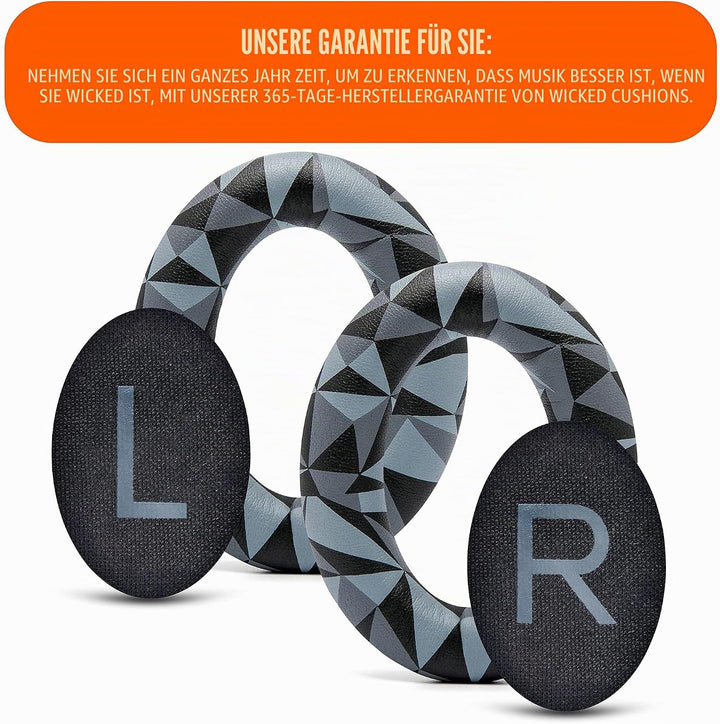 WC Wicked Cushions Extra Dicke Ersatzohrpolster für Bose QC45 (QuietComfort 45) Kopfhörer | (Geo Gra