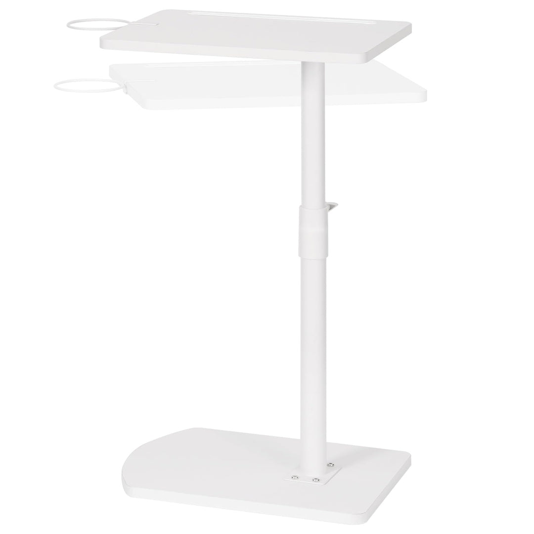 HOOBRO C-Form Beistelltisch Höhenverstellbar von 45,5-78 cm, 360° drehbarer Sofatisch mit Getränkeha