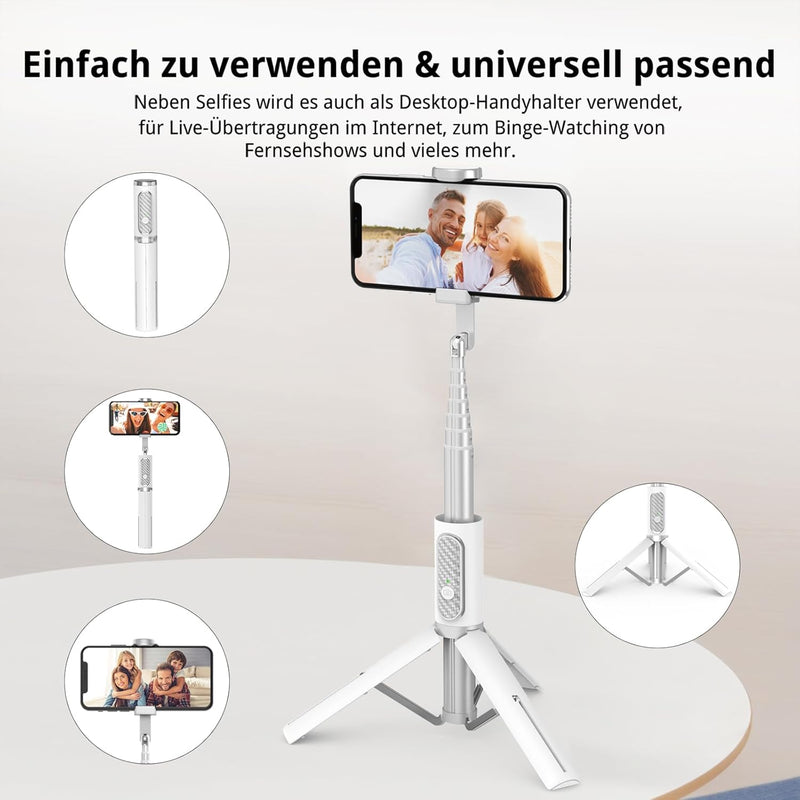 ATUMTEK Bluetooth Selfiestick Stativ, Mini Erweiterbar 3 in 1 Selfie Stange aus Aluminium mit Kabell