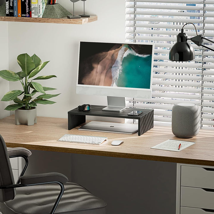 FITUEYES Monitorständer Bildschirmständer aus Holz Ergonomischem Laptop-Druckerständer für Monitor L