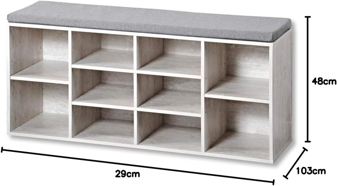 Kesper Schuhschrank mit Sitzkissen, Material: Faserplatte, Masse: B103,5 x H48 cm x L29,5 cm, Farbe: