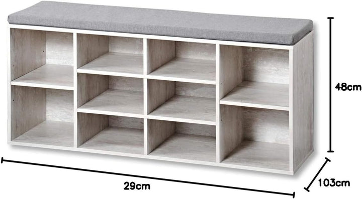 Kesper Schuhschrank mit Sitzkissen, Material: Faserplatte, Masse: B103,5 x H48 cm x L29,5 cm, Farbe: