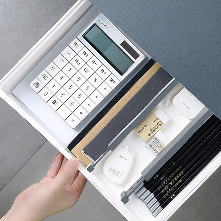 ANTOWIN Schubladentrenner Verstellbar Bambus (43-56 cm), Schubladen Organizer, Gefedert, Küche, Komm