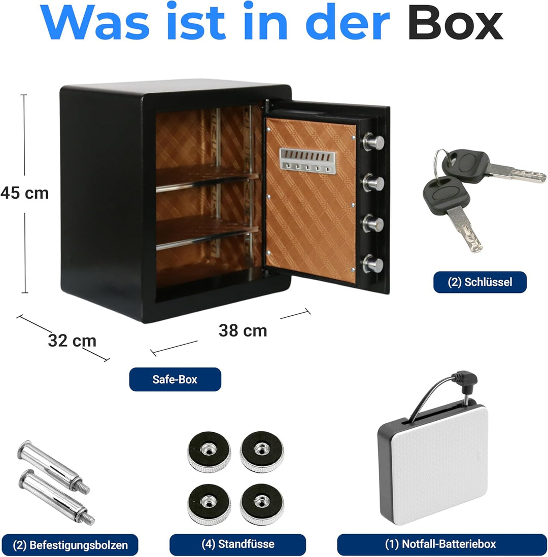 SereneLife 39L Tresor Für Zuhause, Safe- Feuerfest & Wasserdicht, Digitaler Wandtesor Möbeltresor mi