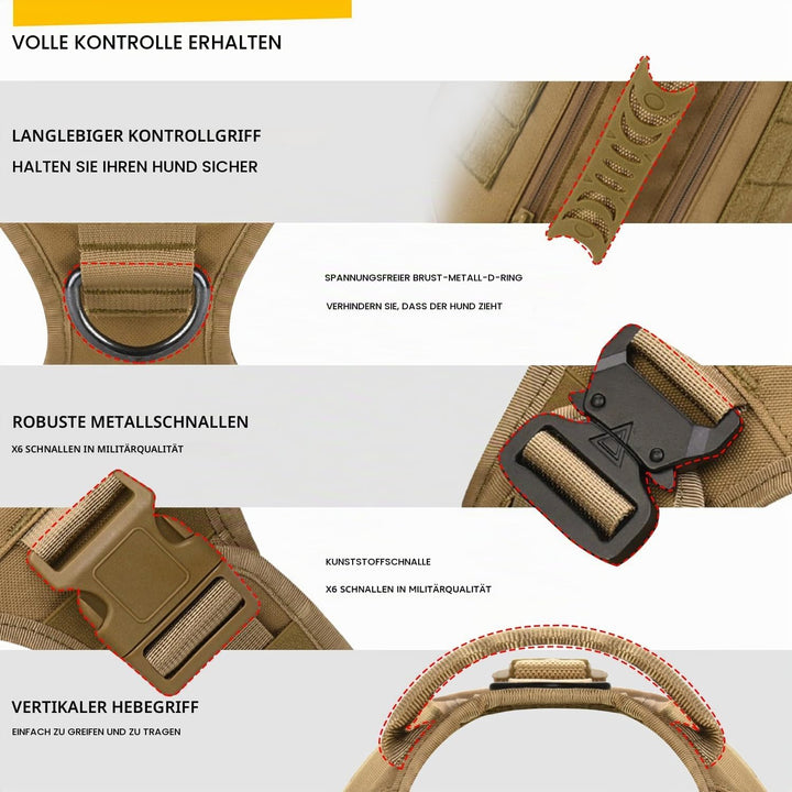 AIWAI Taktisches Hundegeschirr für mittlere und grosse Rassen, Molle-Panels Metallschnalle, Weste mi
