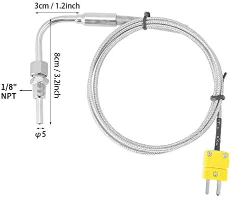 Walfront - Thermoelement Typ K, Temperaturfühler 1/8 Zoll (3 mm) NPT-Gewinde, Abgastemperatursonde m