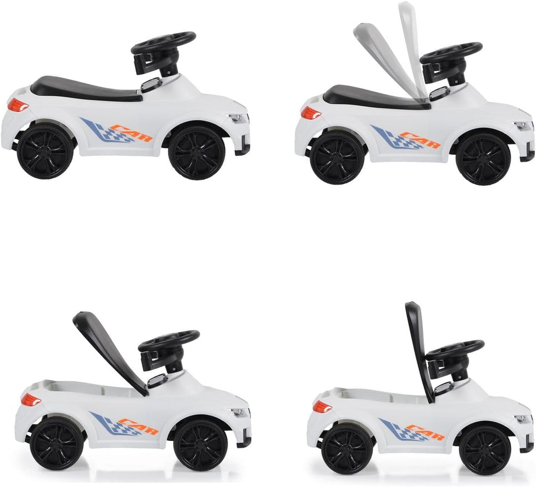 Moni Rutschauto, Victory 2 in 1 Rutscher mit Griff Lehne Fussstütze Musikfunktion weiss, Weiss