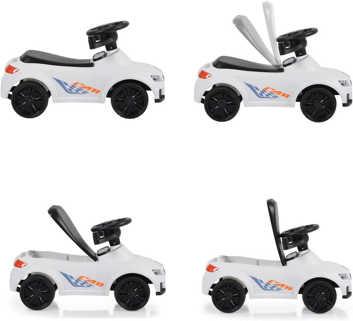 Moni Rutschauto, Victory 2 in 1 Rutscher mit Griff Lehne Fussstütze Musikfunktion weiss, Weiss