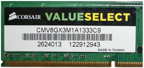 Corsair CMV8GX3M1A1333C9 Value Select 8GB (1x8GB) DDR3 1333 Mhz CL9 Standard Desktop Memory 1333Mhz