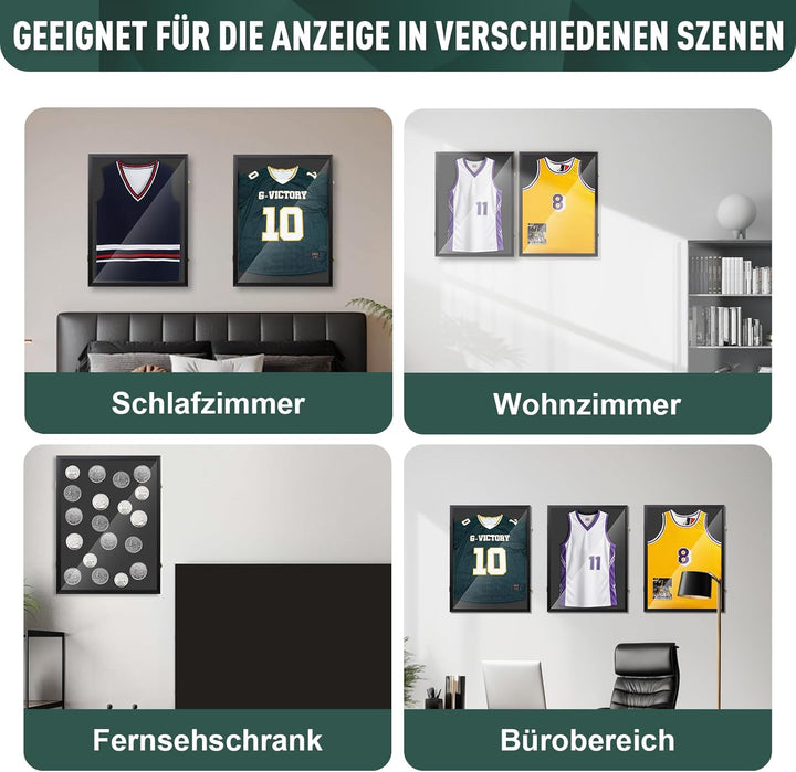 Trikotrahmen,60x80 cm Trikot Bilderrahmen,3D Gross Objektrahmen,Fussballtrikot Rahmen,Holz T-Shirt F