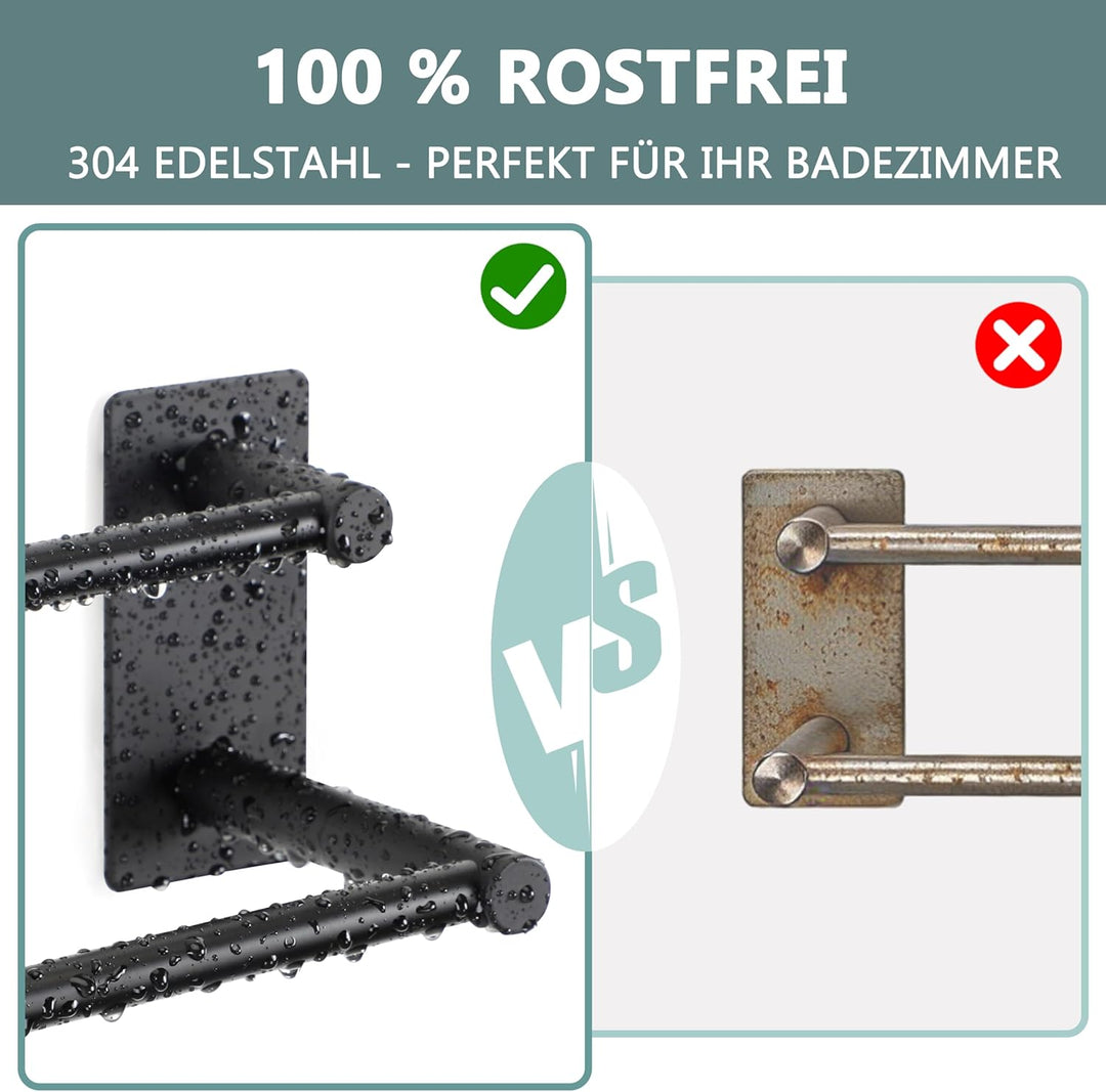 Handtuchhalter Bad Ohne Bohren Zweiarmig Handtuch Stange Badezimmer Doppel Edelstahl SUS304 Badetuch