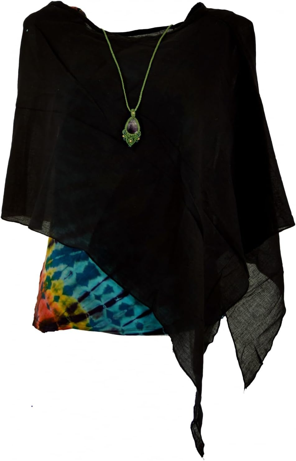 GURU SHOP Lagenlook Poncho, Leichter Poncho, Pixi Poncho, Damen, Braun, Baumwolle, Size:40 40 Schwar