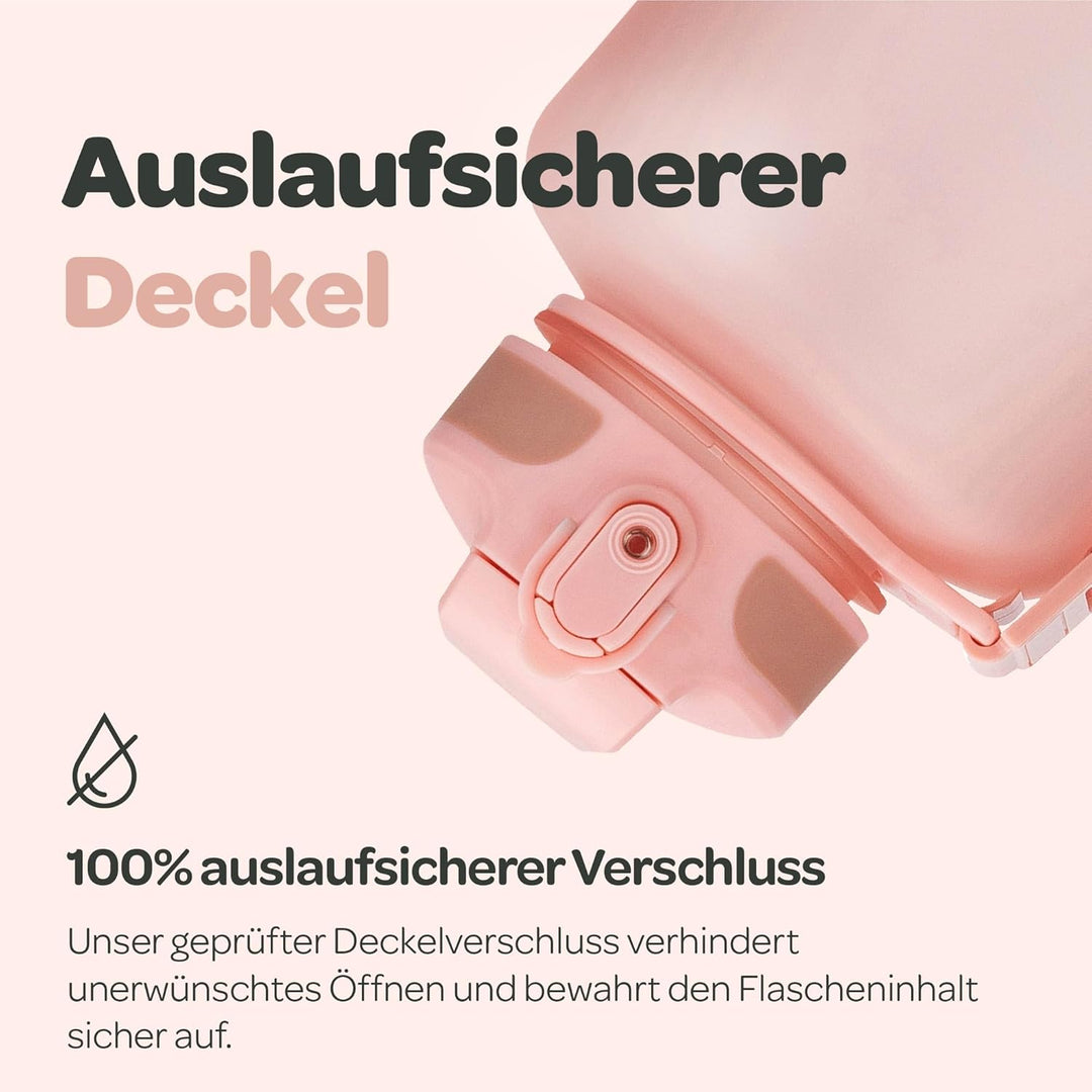 Hydracy Trinkflasche mit Strohhalm und Zeitmarkierung - 2L Wasserflasche - BPA-freie Trinkflasche -