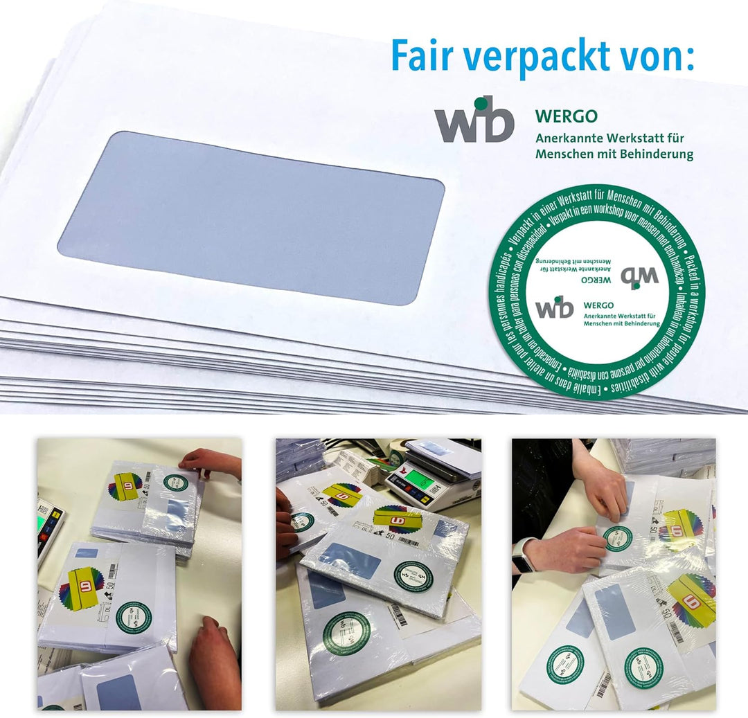 umschlag-discount - 500 Briefumschläge mit Fenster, DIN lang = 220 x 110 mm, mit Laser bedruckbar, G