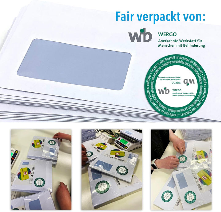 umschlag-discount - 500 Briefumschläge mit Fenster, DIN lang = 220 x 110 mm, mit Laser bedruckbar, G
