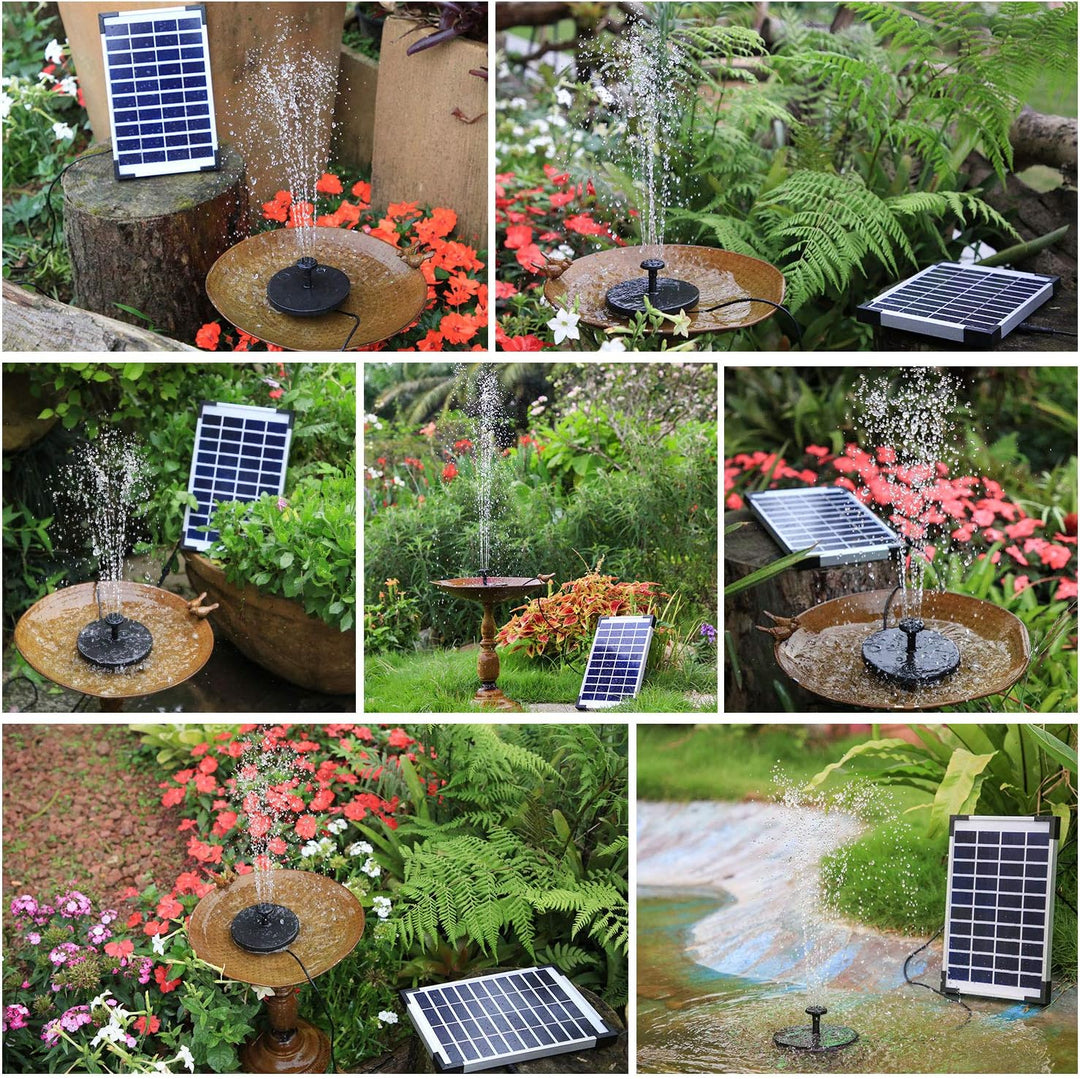 AISITIN Solar Springbrunnen 5.5W Solar Teichpumpe mit Solar Panel Eingebaute 1500mAh Batterie Wasser