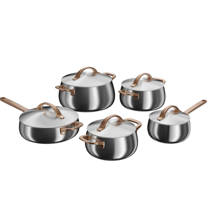 BergHOFF Home Topfset Edelstahl – 10-tlg. – Kochtopf Set mit Deckel - Töpfe Set Induktion, Ceran-, G
