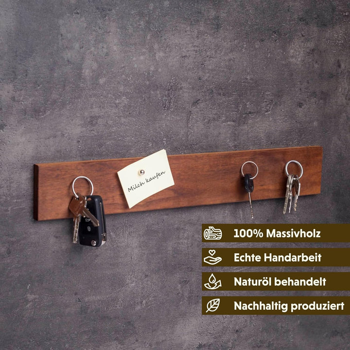 WOODS Schlüsselbrett Holz magnetisch I Schlüsselablage I magnetische Messerleiste I Wanddekoration a
