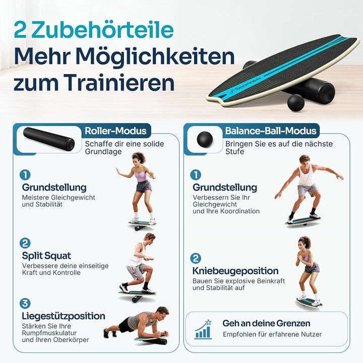 Sportneer Balance Board Erwachsene, 7-in-1 Surfin Balanceboards Holz | Wackelbrett Gleichgewichtstra