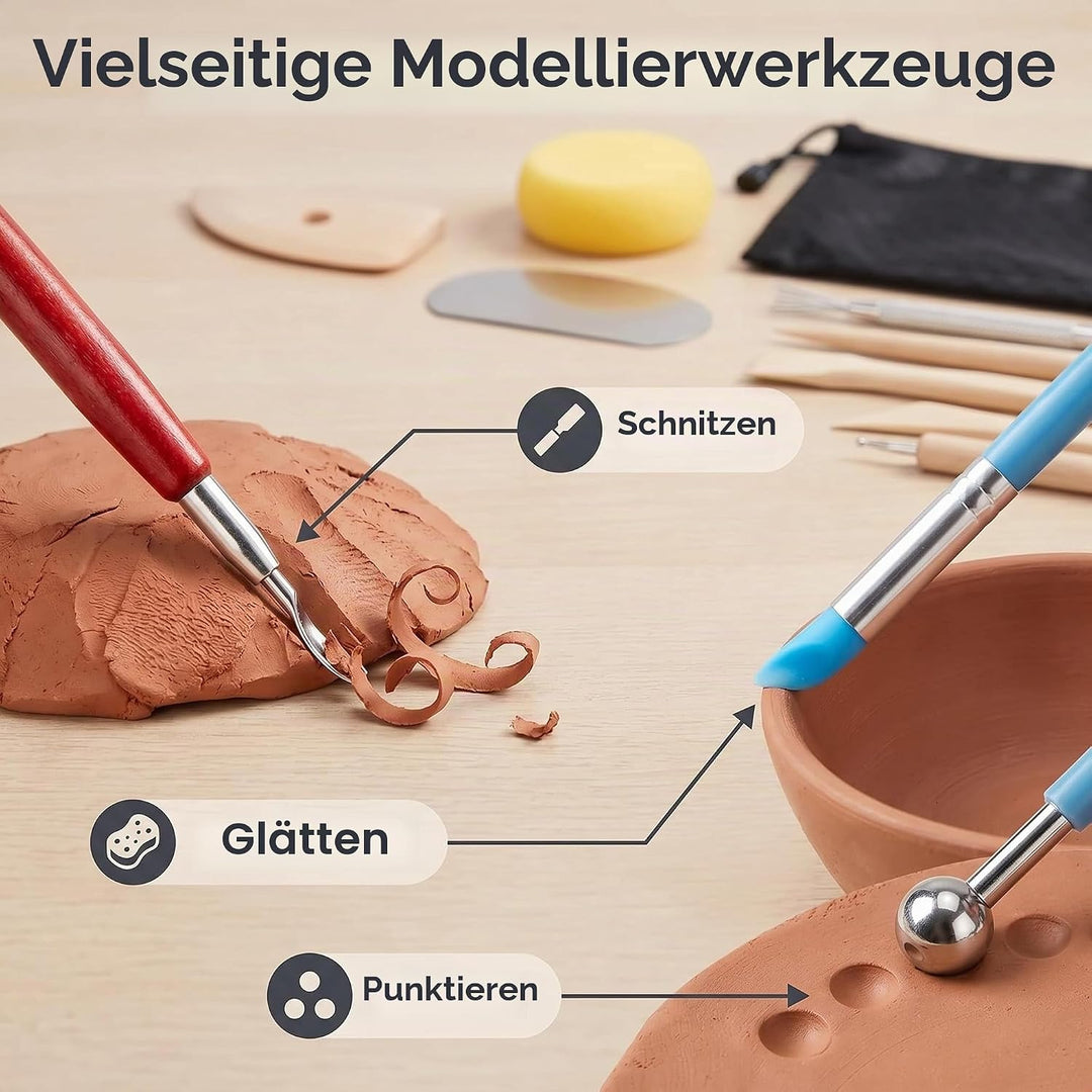 30er Stücke Töpferwerkzeug, Modellier-Werkzeug für Ton, Sculpting Werkzeug,Geeignet für Anfänger,Sku