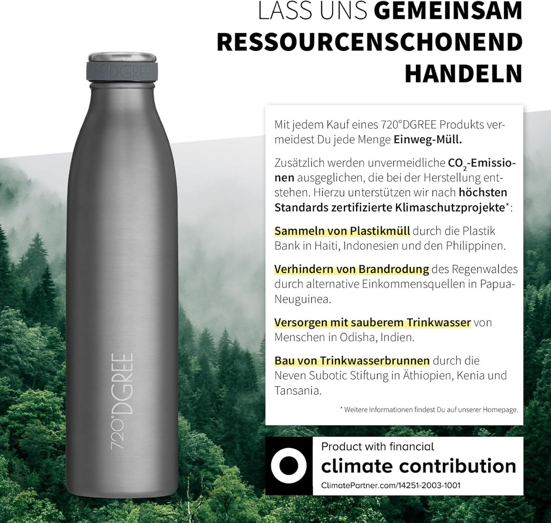 720°DGREE Edelstahl Trinkflasche “milkyBottle” - 750ml - BPA-Frei, Auslaufsicher, Kohlensäure geeign